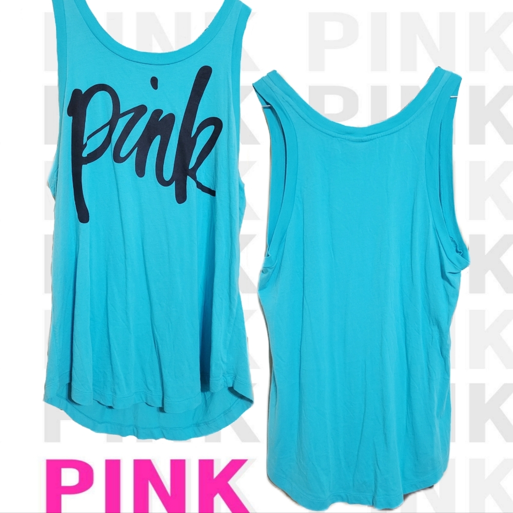 Victoria's Secret Pink Turquoise Pink Graphic Tank Top